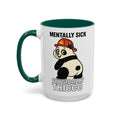 Mentally Sick Physically Thiccc Firefighter — dark green interior and handle, 15 oz ceramic