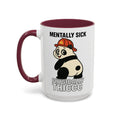 Mentally Sick Physically Thiccc Firefighter — maroon interior and handle, 15 oz ceramic