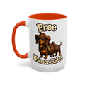 Cowboy Dachshund — orange interior and handle, 15 oz ceramic