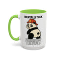 Mentally Sick Physically Thiccc Firefighter — light green interior and handle, 15 oz ceramic