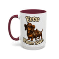 Cowboy Dachshund — maroon interior and handle, 15 oz ceramic