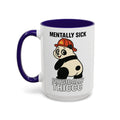 Mentally Sick Physically Thiccc Firefighter — blue interior and handle, left-handle view, 15 oz ceramic