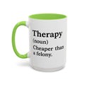 Therapy Definition — light green interior and handle, 15 oz ceramic