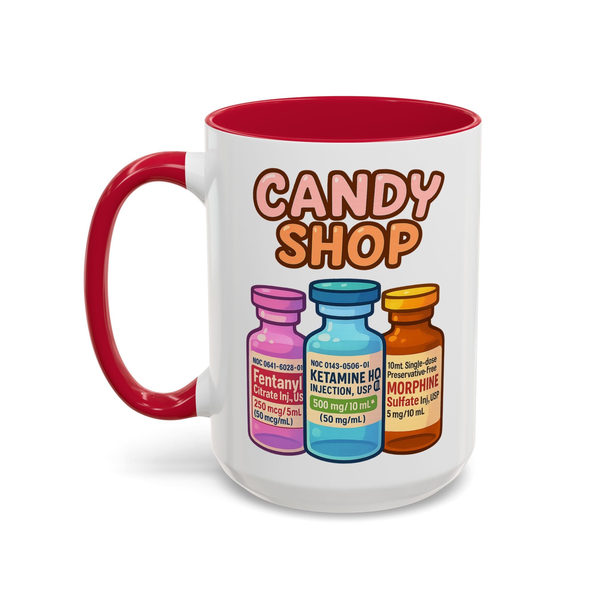 EMS Candy Shop Paramedic Mug — red interior and handle, 15 oz ceramic