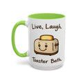 Live Laugh Toaster Bath — light green interior and handle, 15 oz ceramic