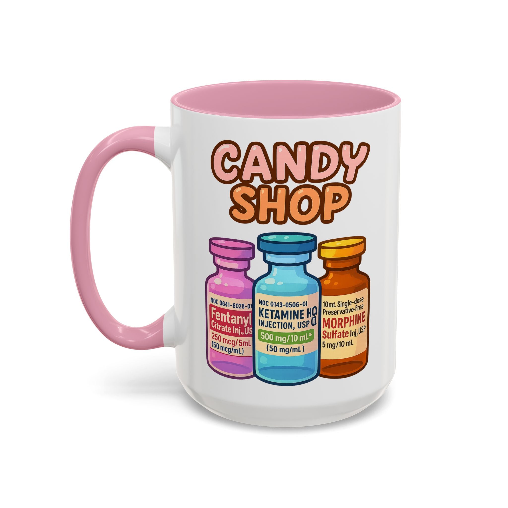 EMS Candy Shop Paramedic Mug — pink interior and handle, 15 oz ceramic