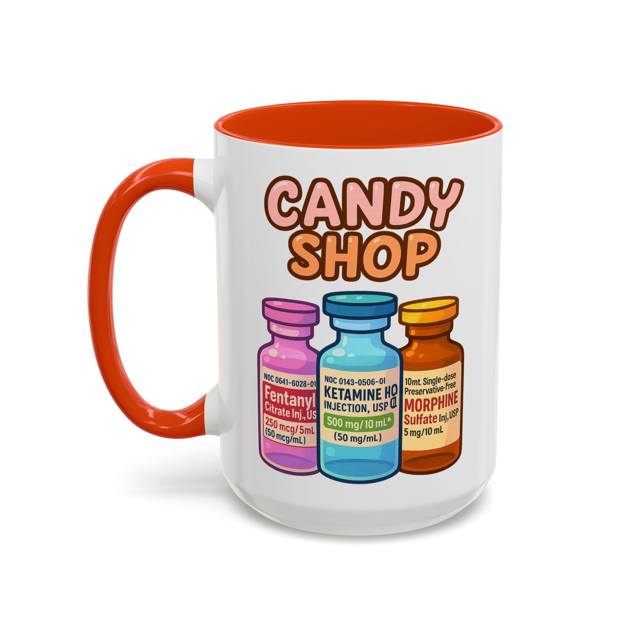 EMS Candy Shop Paramedic Mug — orange interior and handle, 15 oz ceramic