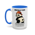 Mentally Sick Physically Thiccc Firefighter — blue interior and handle, 15 oz ceramic