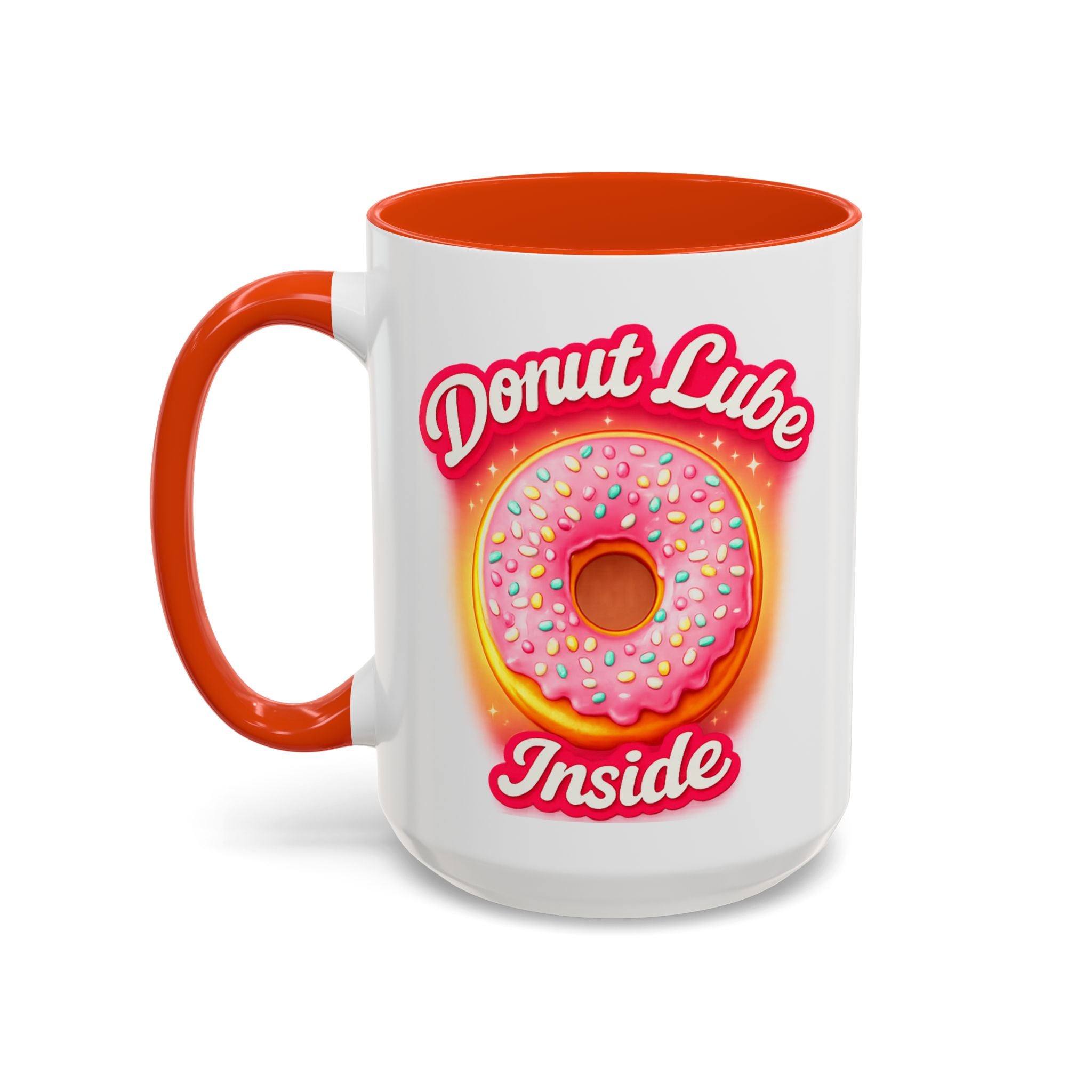 Donut Lube Inside — orange interior and handle, 15 oz ceramic