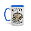 EMS Dark Humor Coffee Mug — blue interior and handle, 15 oz ceramic