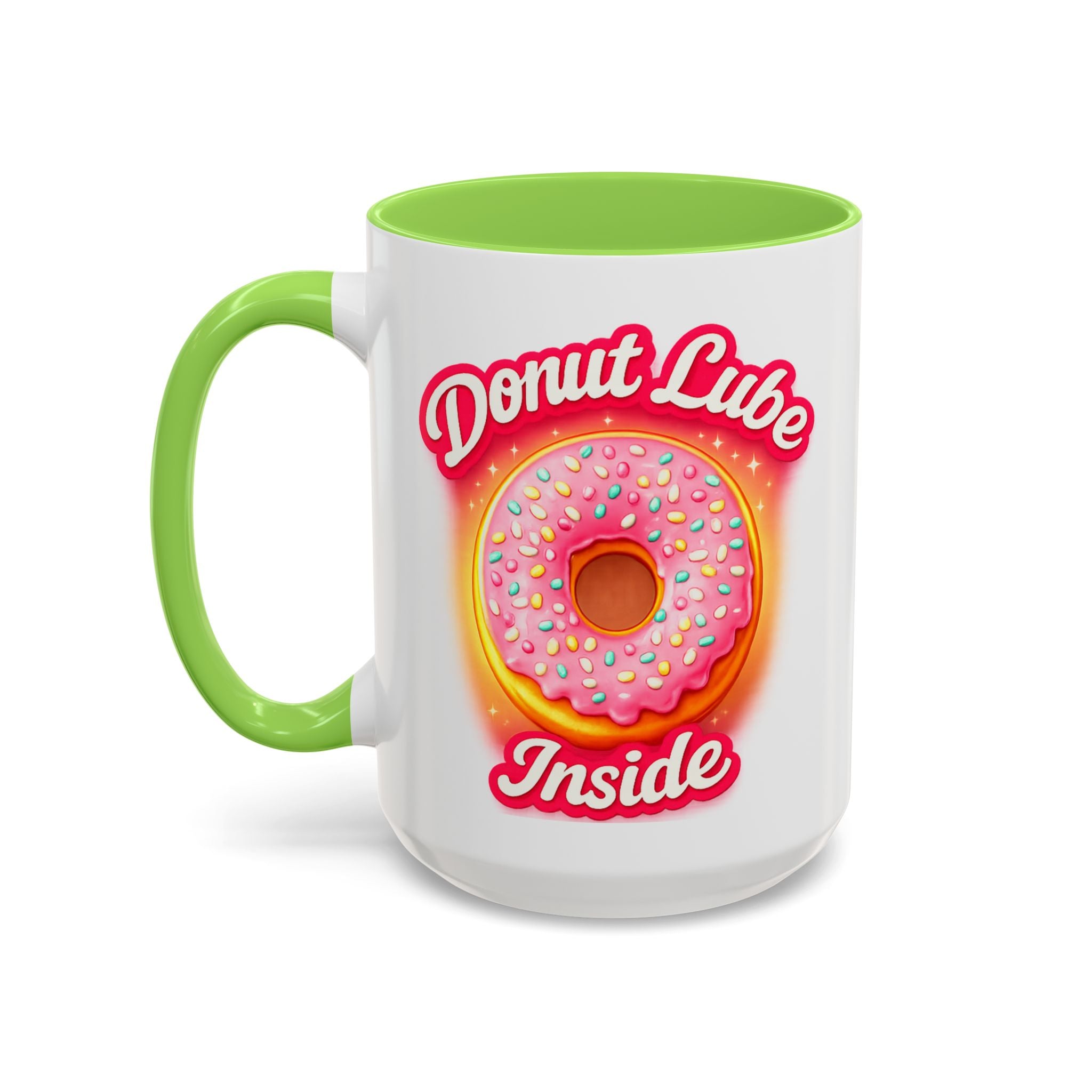 Donut Lube Inside — light green interior and handle, 15 oz ceramic