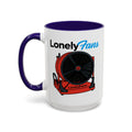 LonelyFans Firefighter — blue interior and handle, left-handle view, 15 oz ceramic