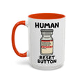 Human Reset Button — orange interior and handle, 15 oz ceramic
