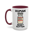Human Reset Button — maroon interior and handle, 15 oz ceramic