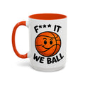 We Ball Mug — orange interior and handle, 15 oz ceramic