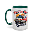 Boo Boo Bus Driver — dark green interior and handle, 15 oz ceramic
