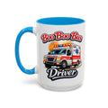 Boo Boo Bus Driver — blue interior and handle, front view, 15 oz ceramic