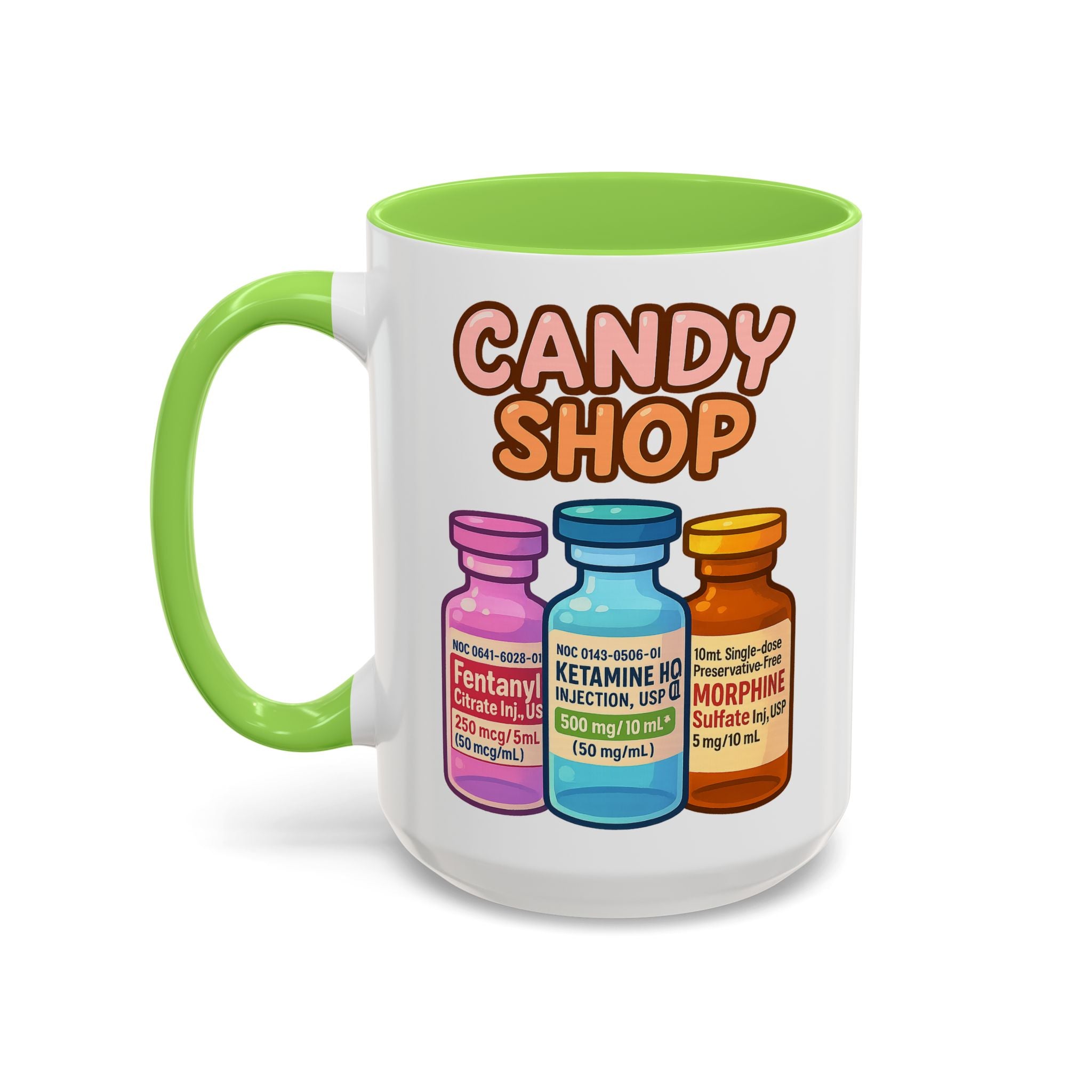 EMS Candy Shop Paramedic Mug — light green interior and handle, 15 oz ceramic